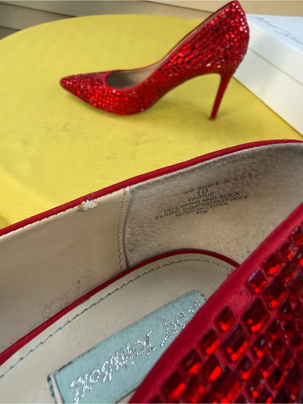 Betsey Johnson Red Beaded Pointed-Toe Pumps - Picture 8 of 9